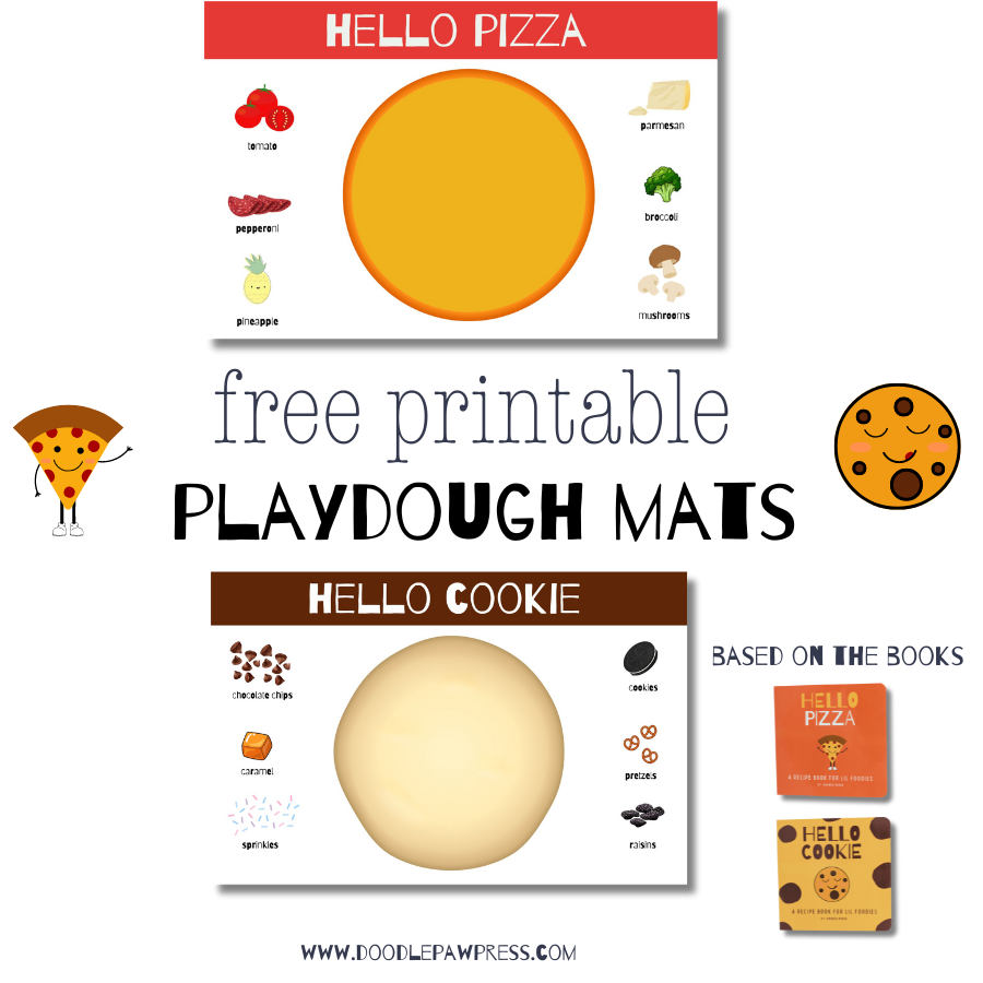 Free Printable Pizza and Cookie Playdough Mats